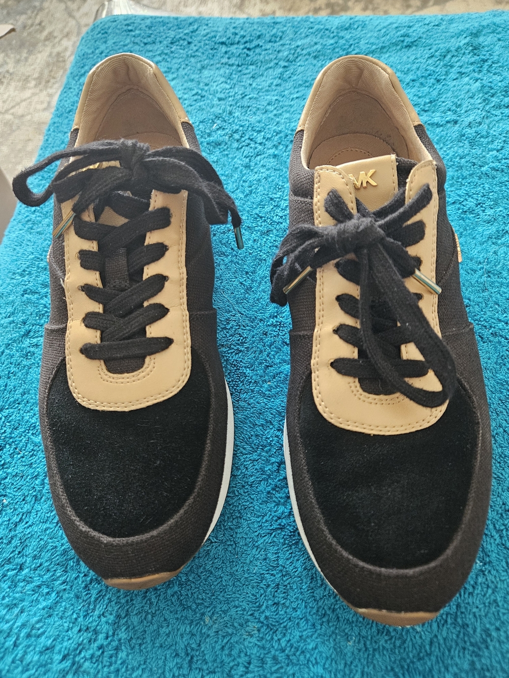 Michael Kors Black and Tan Lace-Up Sneakers